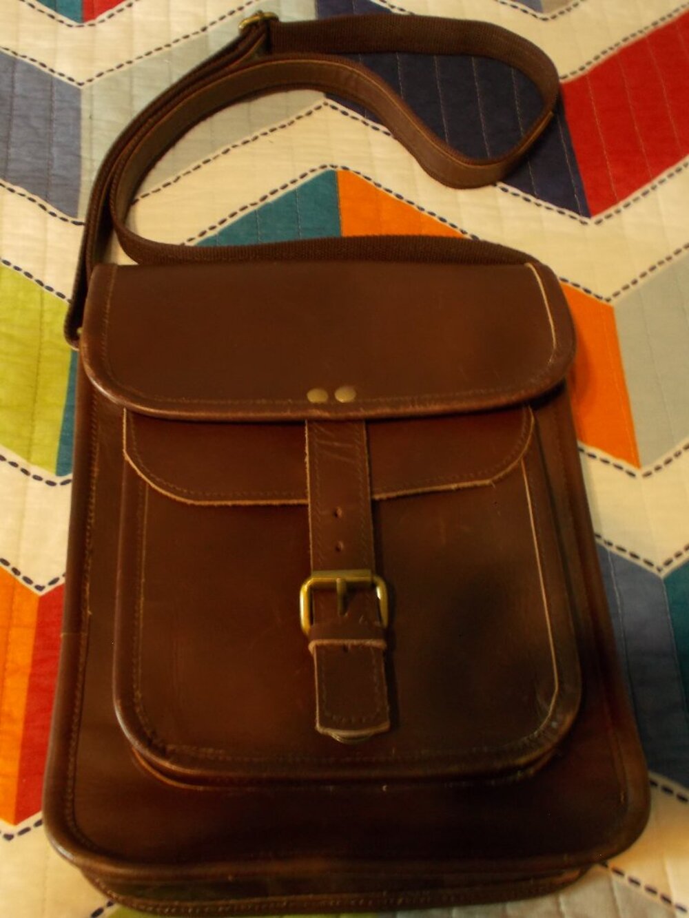 Leather Satchel Messenger Crossbody Unisex Bag Vintage